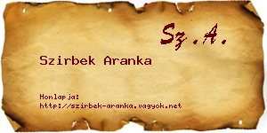 Szirbek Aranka névjegykártya